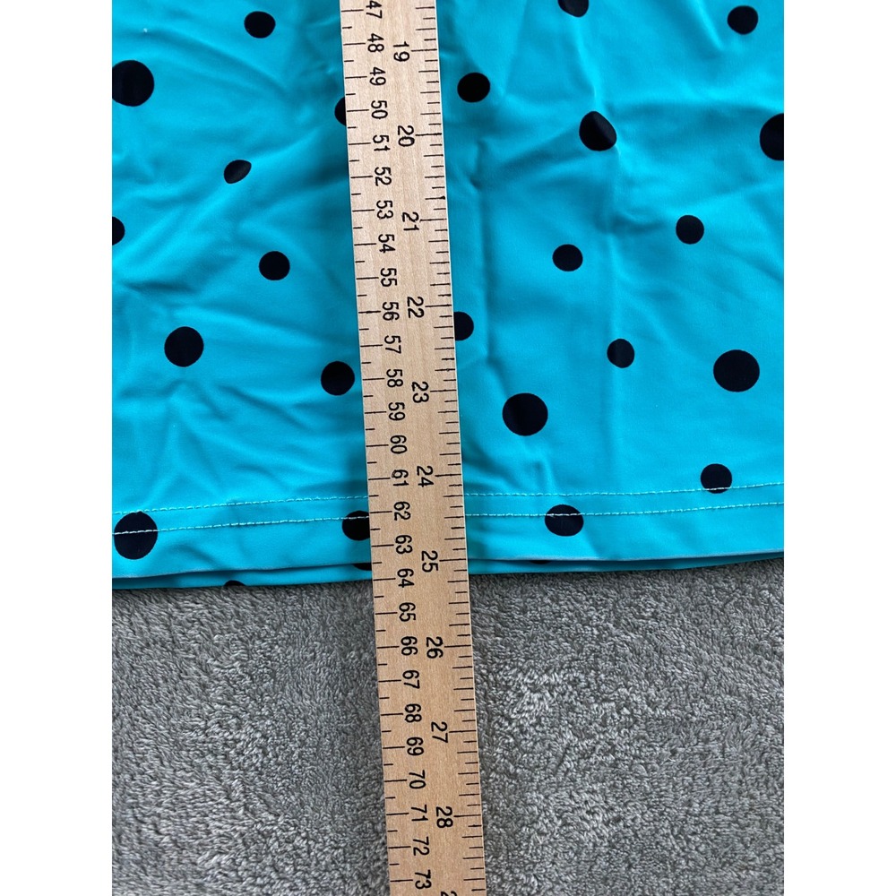 Tzu Tzu Womens Turquoise Polka Dot Sleeveless Golf Polo Top Quarter Zip Large - Picture 7 of 9